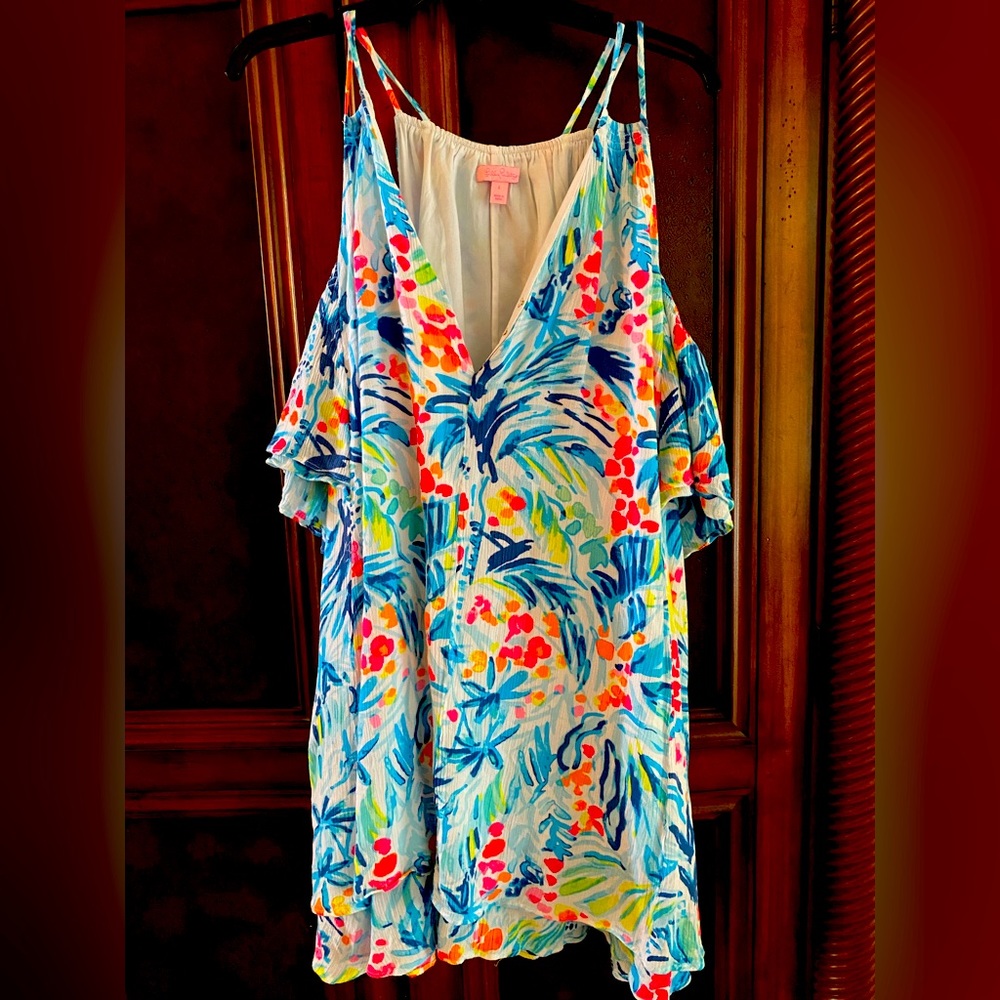 Lilly Pulitzer cold shoulder dress. EUC. Sz L